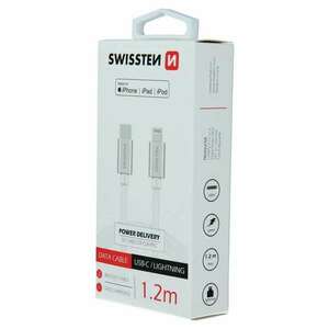 Swissten - adatkábel textil bevonattal, USB-C/lightning MFI, 1, 2... kép