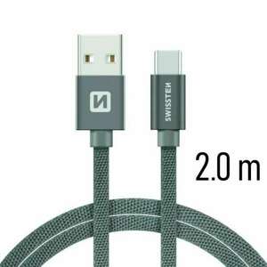 Swissten - adat- és töltőkábel textil bevonattal, USB/USB-C, 2 m... kép