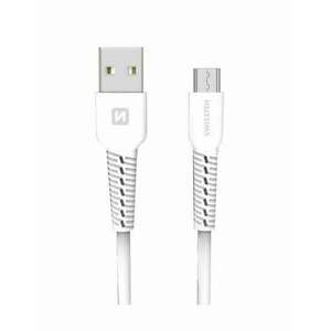Swissten - adat- és töltőkábel gumírozott, USB/mikro USB, 1m fehér kép