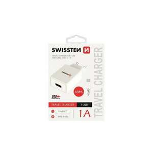 Swissten hálózati töltő adapter + Type-C kábel, 1 USB port, 1 A, ... kép