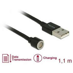 DeLock Magnetic USB Data and Charging Cable 1, 1m Black 85724 kép