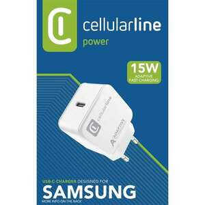 CellularLine 1xUSB-C hálózati töltő 15W fehér (ACHSMUSBC15WW) (AC... kép
