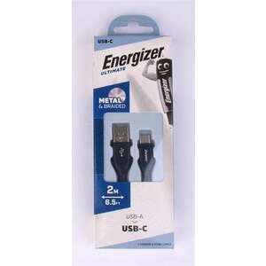 ENERGIZER USB kábel, USB-A - USB-C, 2m, ENERGIZER, fekete kép