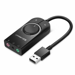 Ugreen CM129 USB külső hangkártya 15cm, fekete (40964) kép