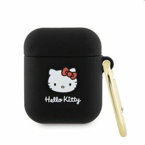 Hello Kitty Liquid Silicone 3D Kitty Head Logo tok Apple AirPods 1/2 számára, fekete kép