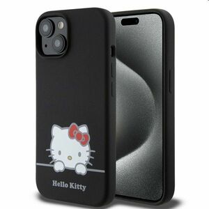 Hello Kitty Liquid Silicone Daydreaming Logo hátlapi tok Apple iPhone 15 számára, fekete kép