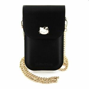 Hello Kitty PU Metal Logo Leather Wallet Phone Bag, fekete kép