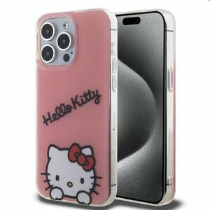 Hello Kitty IML Daydreaming Logo hátlapi tok Apple iPhone 15 Pro Max számára, rózsaszín kép