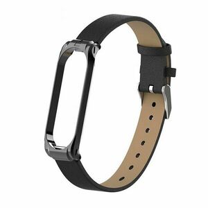 Leather Strap for Xiaomi MiBand 3/4, black kép