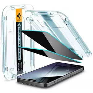 TEMPERED KIJELZŐVÉDŐ FÓLIA Spigen Glass tR EZ Fit (Privacy) 2 Pack, transparency - iPhone 15 Pro Max (AGL06874) kép
