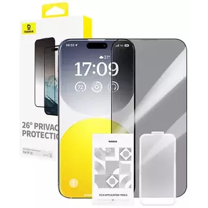 TEMPERED KIJELZŐVÉDŐ FÓLIA Baseus Privacy Protection Tempered Glass Diamond iPhone 15 kép
