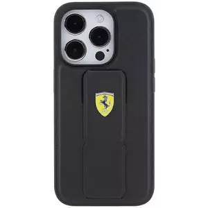 Tok Ferrari FEHCP15SGSPSIK iPhone 15 6.1" black hardcase Grip Stand Metal Logo (FEHCP15SGSPSIK) kép