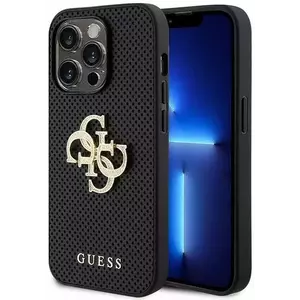 Tok Guess GUHCP15XPSP4LGK iPhone 15 Pro Max 6.7" black hardcase Leather Perforated 4G Glitter Logo (GUHCP15XPSP4LGK) kép