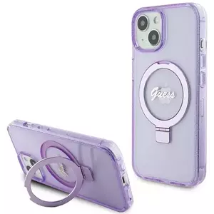 Tok Guess GUHMP15MHRSGSU iPhone 15 Plus 6.7" purple hardcase Ring Stand Script Glitter MagSafe (GUHMP15MHRSGSU) kép