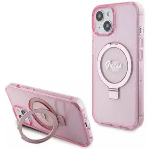 Tok Guess GUHMP15SHRSGSP iPhone 15 6.1" pink hardcase Ring Stand Script Glitter MagSafe (GUHMP15SHRSGSP) kép