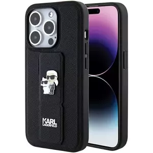 Tok Karl Lagerfeld KLHCP15LGSAKCPK iPhone 15 Pro 6.1" black hardcase Gripstand Saffiano Karl&Choupette Pins (KLHCP15LGSAKCPK) kép