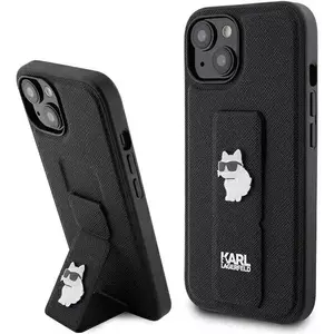 Tok Karl Lagerfeld KLHCP15MGSACHPK iPhone 15 Plus 6.7" black hardcase Gripstand Saffiano Choupette Pins (KLHCP15MGSACHPK) kép