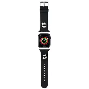 Óraszíj Karl Lagerfeld KLAWMSLKCNK Apple Watch Strap 38/40/41mm black 3D Rubber Karl&Choupette Heads (KLAWMSLKCNK kép