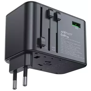 Adapter Multifunctional travel wall charger Acefast Z1, 2xUSB-A, 3xUSB-C, GaN, 67W, US/EU/UK/AU (black) kép