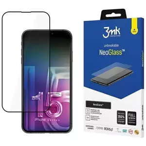 TEMPERED KIJELZŐVÉDŐ FÓLIA 3MK NeoGlass iPhone 15 Plus 6.7" black kép
