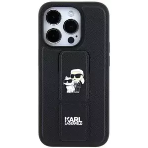 Tok Karl Lagerfeld KLHCN61GSAKCPK iPhone 11 / Xr 6.1" black hardcase Gripstand Saffiano Karl&Choupette Pins (KLHCN61GSAKCPK) kép