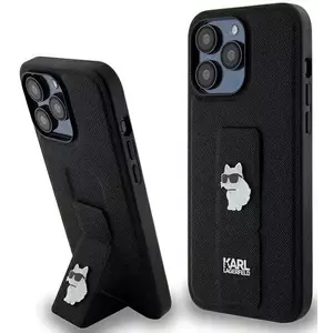 Tok Karl Lagerfeld KLHCP13XGSACHPK iPhone 13 Pro Max 6.7" black hardcase Gripstand Saffiano Choupette Pins (KLHCP13XGSACHPK) kép