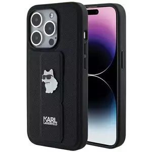 Tok Karl Lagerfeld KLHCP14LGSACHPK iPhone 14 Pro 6.1" black hardcase Gripstand Saffiano Choupette Pins (KLHCP14LGSACHPK) kép