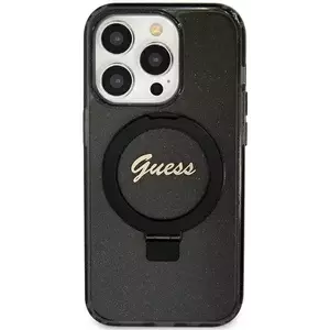 Tok Guess GUHMN61HRSGSK iPhone 11 / Xr 6.1" black hardcase Ring Stand Script Glitter MagSafe (GUHMN61HRSGSK) kép
