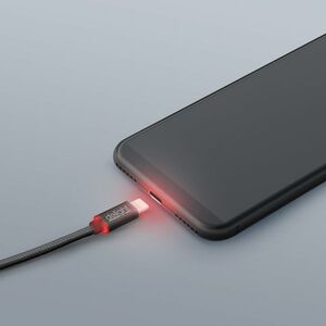 Adatkábel - iPhone "lightning" LED fénnyel fekete - 1 m kép