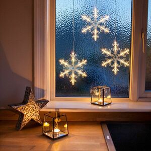 LED dekoráció - hópehely - 16 x 19 cm - melegfehér - 3 x AA kép