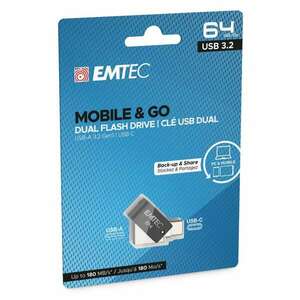 Pen Drive 64GB Emtec T260C Mobile and Go Type-C USB 3.2 fekete (E... kép