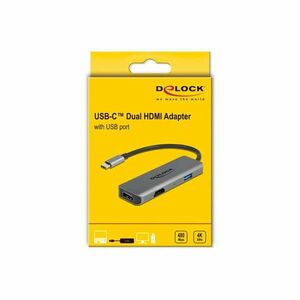 Delock USB Type-C Dual HDMI adapter 4K 60 Hz és USB portokkal kép