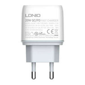 LDNIO A2424C USB, USB-C 20W Wall charger + USB-C - Lightning Cable kép