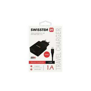 Swissten - hálózati töltő adapter + Type-C kábel, 1 USB port, 1 A... kép