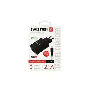 Swissten - hálózati töltő adapter + mikro USB kábel, 2 USB port, ... kép