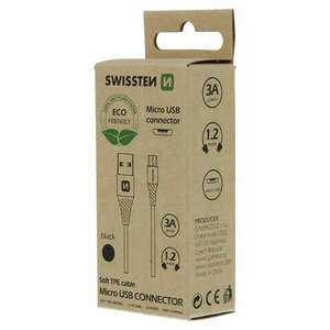 Swissten - adat- és töltőkábel USB/mikro USB, 1, 2m, fekete kép