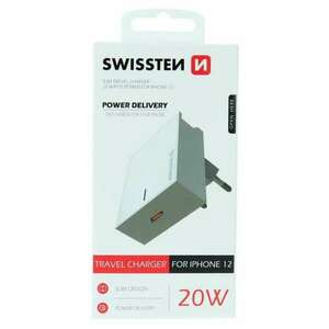 Swissten - hálózati töltő adapter Power Delivery 20W, iPhone 12, fehér kép