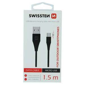 Swissten - adat- és töltőkábel, USB/mikro USB, 1, 5 m (9mm csatlakozó) kép