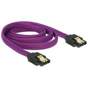 Delock SATA kábel 6 Gb/s 100 cm egyenes / egyenes fém lila Prémium kép