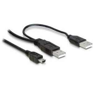 DeLock Kábel 2 x USB2.0-A Apa > USB mini 5-pin 1m Fekete 82447 kép