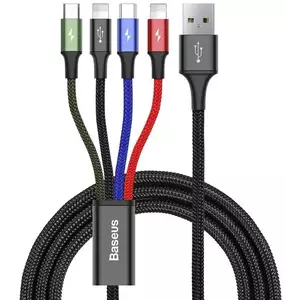 Kábel Kabel USB Baseus Fast 4w1 USB-C / 2x Lightning / Micro 3, 5A 1, 2m (czarny) (6953156278486) kép