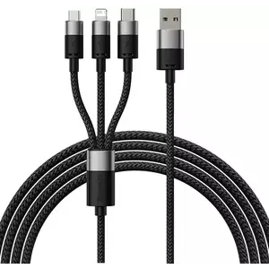 Kábel 3in1 USB cable Baseus StarSpeed Series, USB-C + Micro + Lightning 3, 5A, 1.2m (Black) (6932172622268) kép