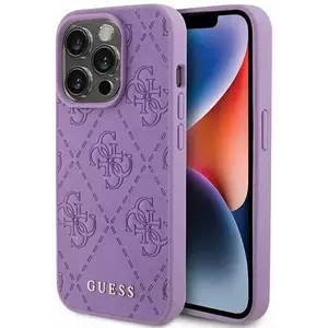 Tok Guess GUHCP15LP4EPMU iPhone 15 Pro 6.1" light purple hardcase Leather 4G Stamped (GUHCP15LP4EPMU) kép