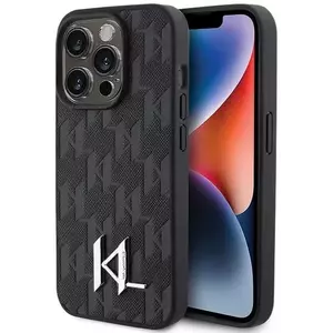Tok Karl Lagerfeld KLHCP15LPKLPKLK iPhone 15 Pro 6.1" black hardcase Leather Monogram Hot Stamp Metal Logo (KLHCP15LPKLPKLK) kép