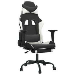 vidaXL masszázs funkciós Gamer szék - fekete-fehér kép