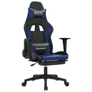 vidaXL műbőr Gamer szék lábtartóval - fekete-kék kép