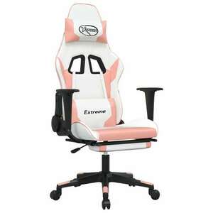 vidaXL masszázs funkciós Gamer szék - fehér-rózsaszín kép