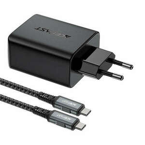 Wall Charger Acefast A17, 65W GaN + kabel USB-C (black) kép