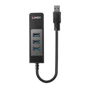 Lindy 43176 USB 3.0 HUB (3 port+RJ45) kép