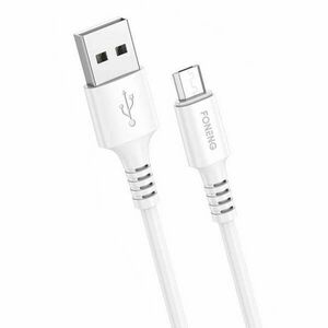 USB - Micro USB Foneng kábel, X85 3A gyorstöltés, 1 m, fehér (X85... kép